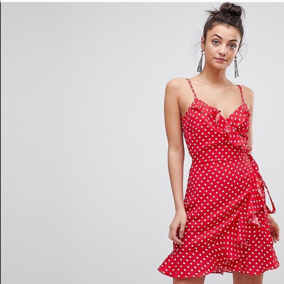 asos red polka dot dress